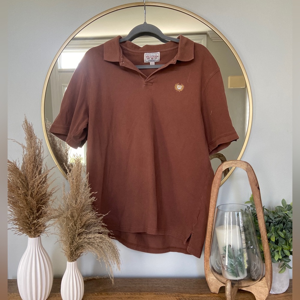brown short sleeve button up